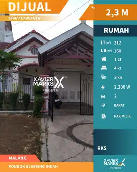 Rumah Klasik Blok Depan Di Pondok Blimbing Indah Araya Malang