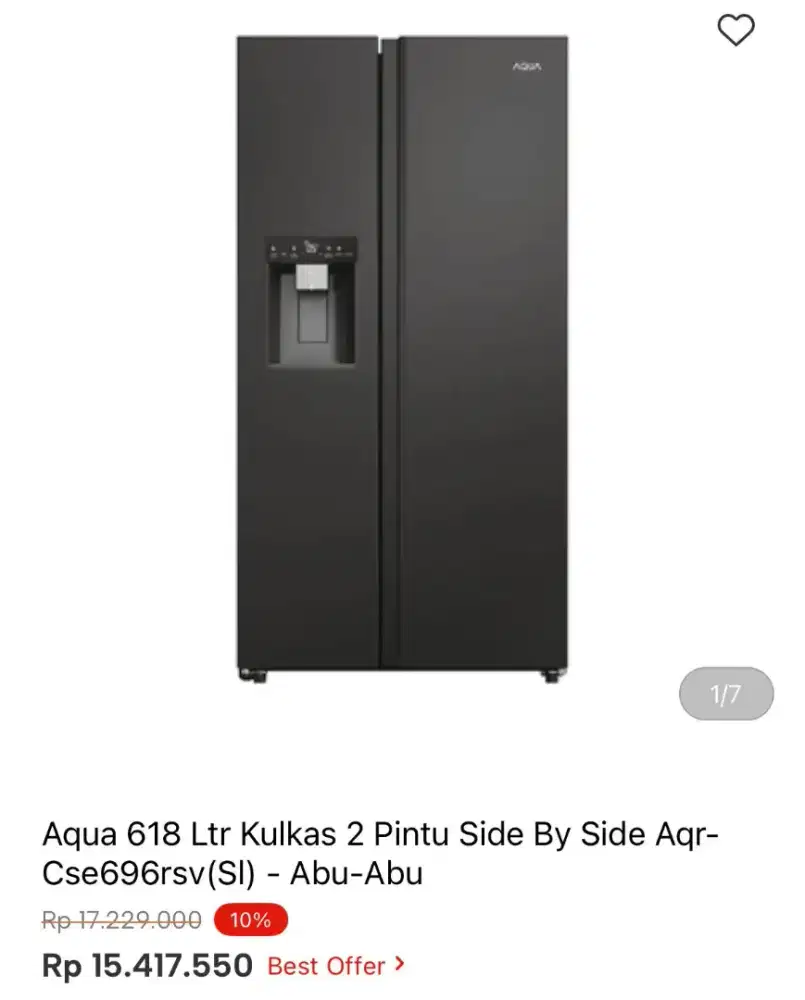 KULKAS AQUA SBS CSE696RSV(SI) 618LTR
