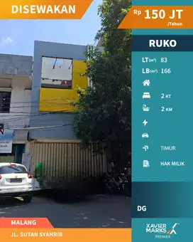 Disewakan Ruko Cocok Berbagai Usaha di Jl Sutan Syahrir Malang