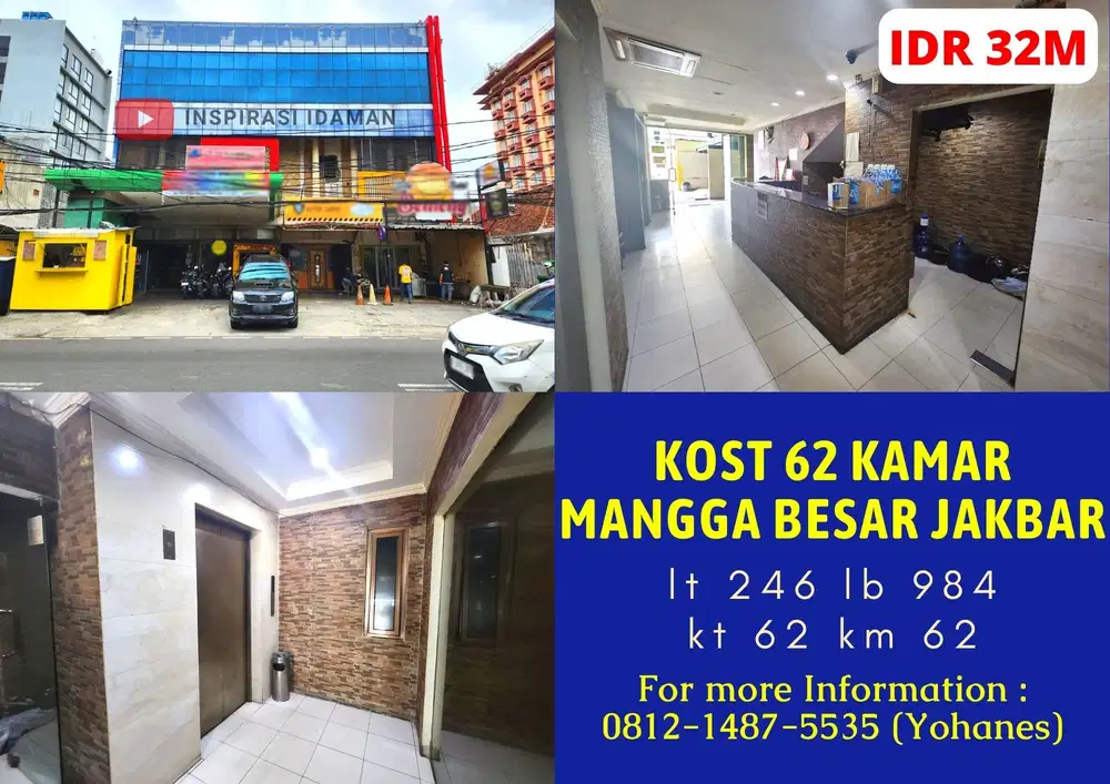 Kost 62 kamar Mangga Besar Jakarta Barat