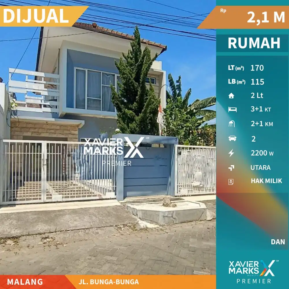 Rumah 2 Lantai Siap Huni Di Jl Bunga-Bunga Lowokwaru Malang(OLX570)