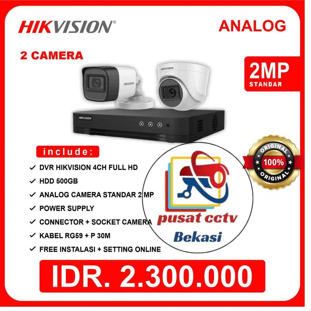 paket cctv hikvision 2mp sudah berikut pemasangan