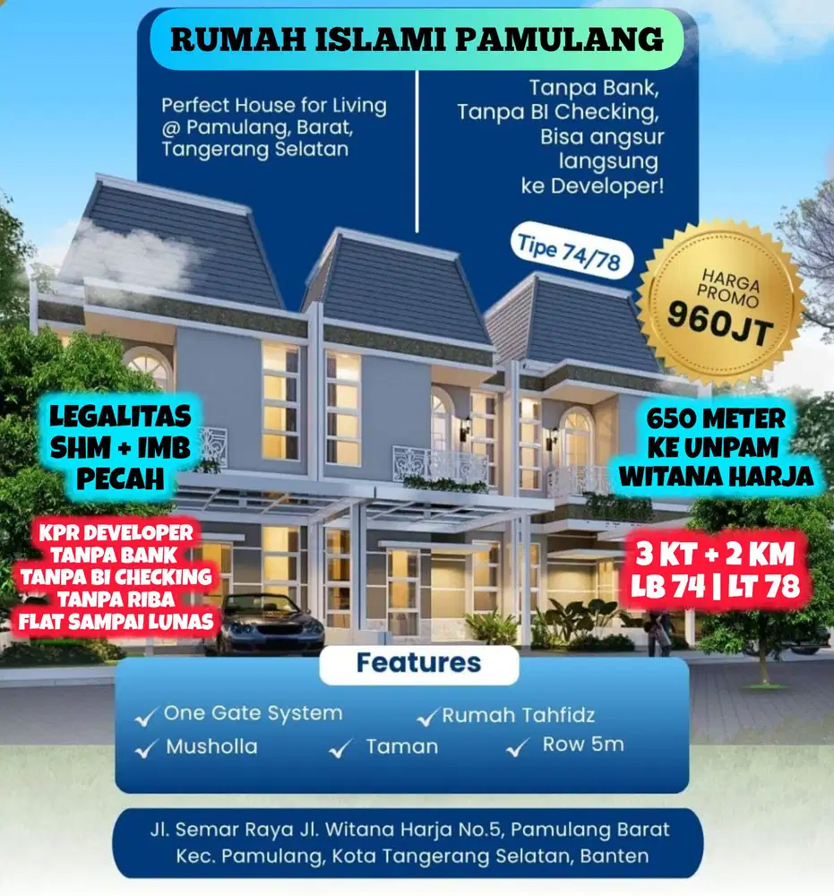 Jual Rumah Klasik Modern Islami Lokasi Komplek Witana Harja Pamulang