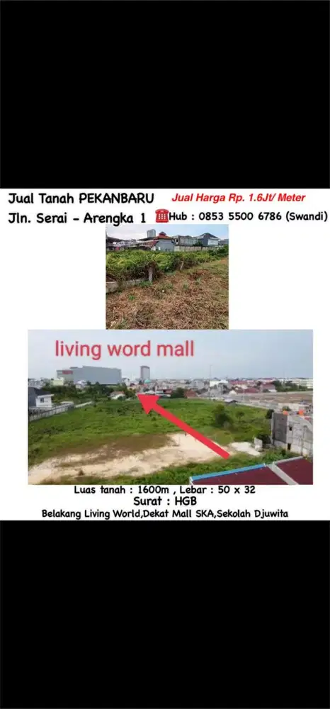 Jual tanah Jln. Serai- Arengka