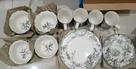 1 Set Piring mangkok gelas Sango Ceramics