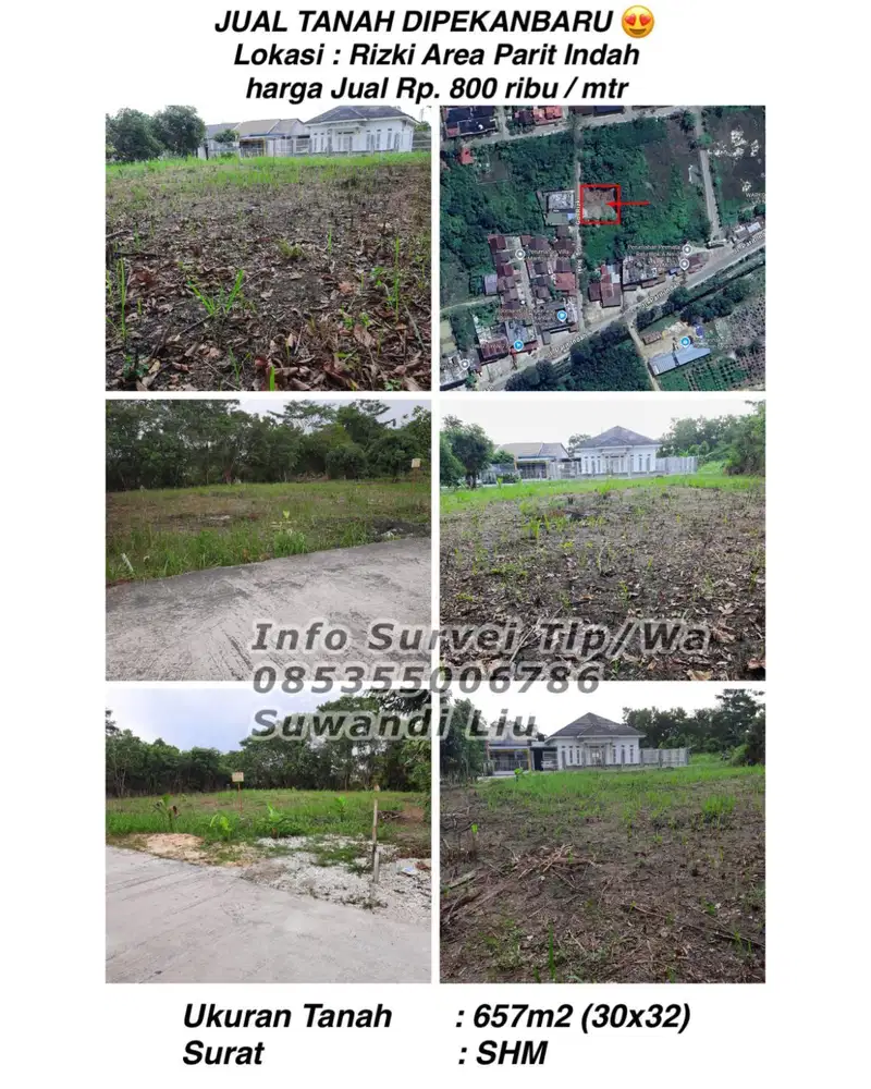 Dijual tanah lokasi: Rizki area Parit indah
