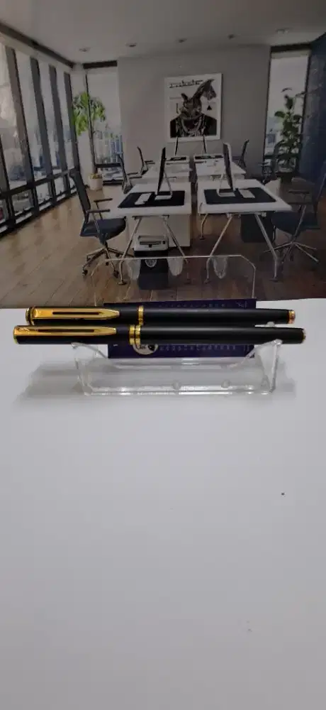 Waterman Hemisphere Rollerball and Fountain Pen Set in Matt Black GT