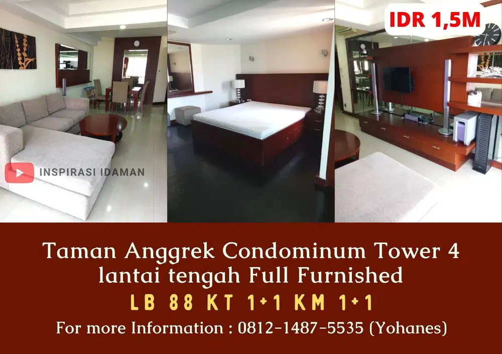 Taman Anggrek Condominium Tower 4 lantai tengah Full Furnished