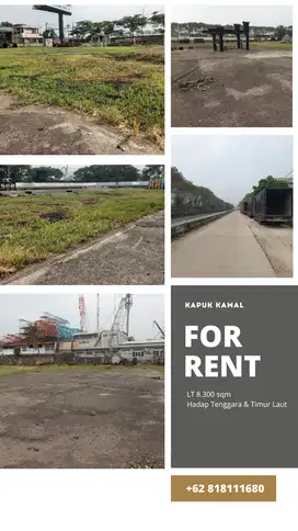 Disewakan Tanah/Kavling hoek untuk pool mobil/alat berat gudang industri di kapuk kamal