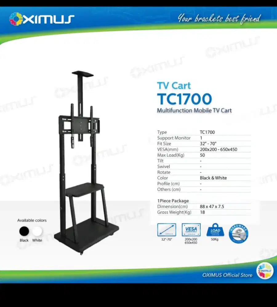 Dijual Standing Bracket TV 32-70 Roda Oximus TC1700