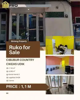 Cibubur Country Cikeas , ruko 2 lantai lokasi di depan, rapih,siap usaha , harga terbaik