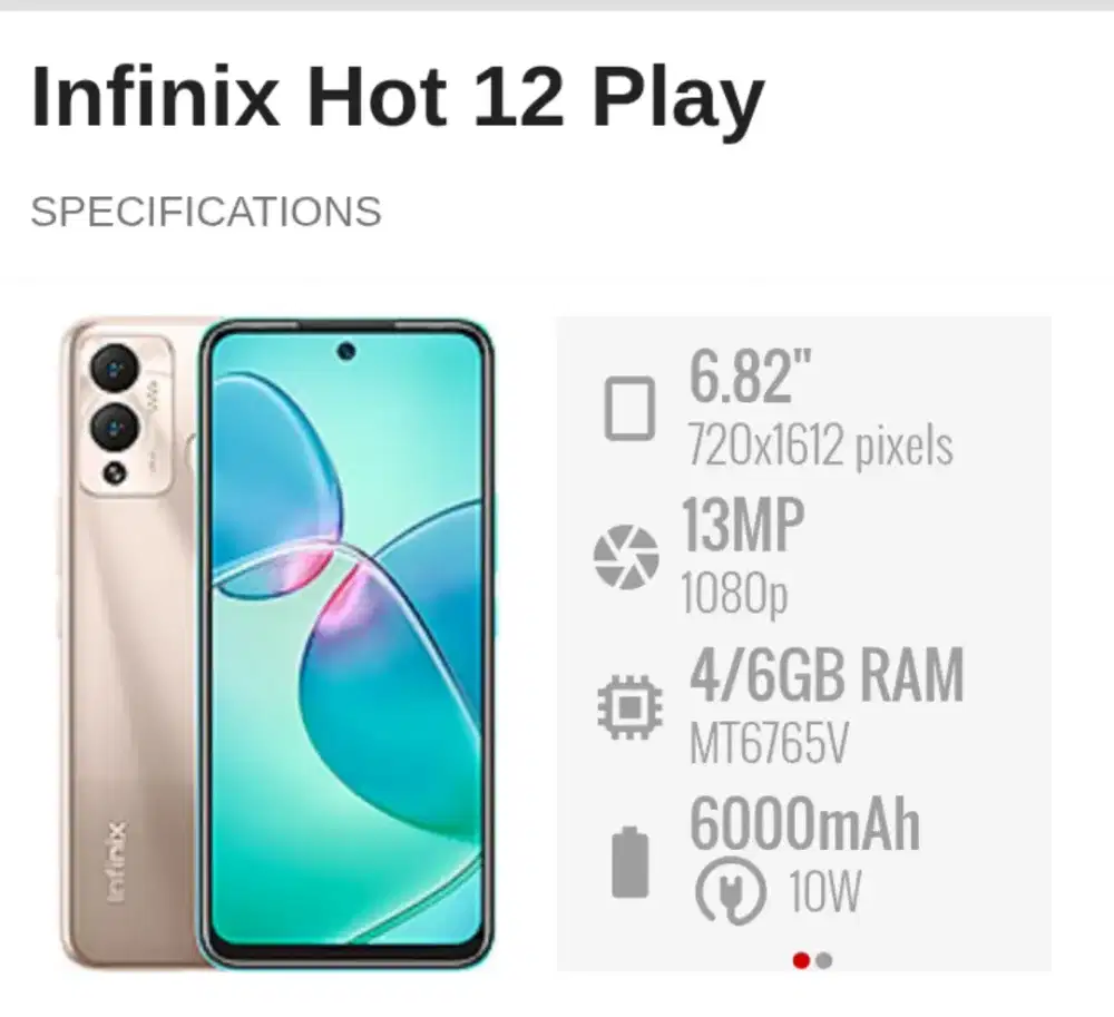 Infinix HOT 12 Play 4+1/128 Mulus NoMinus 800rb. Lok.Kalimalang
