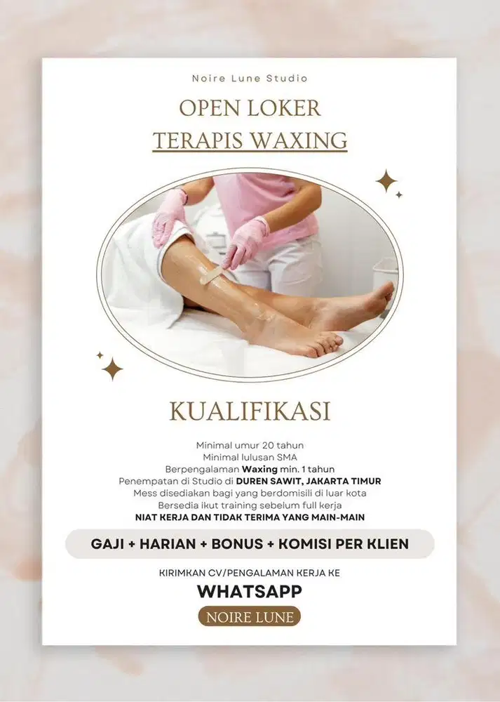 Lowongan Kerja Terapis Wax / Waxing Loker Jakarta Timur