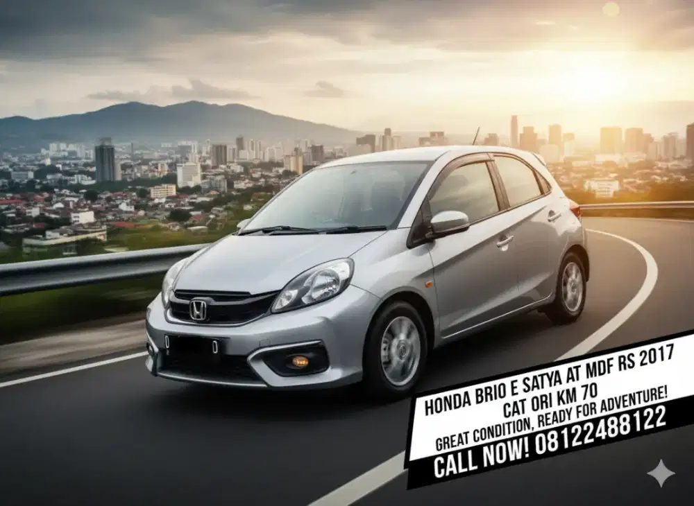 Honda Brio E cvt AT th 2017/2018 cat ori km 70rb kredit DP 10