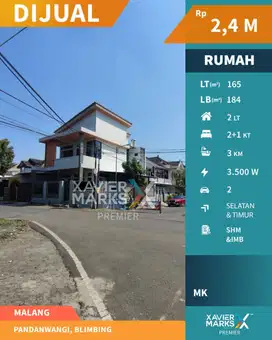 Rumah Hook Strategis Multifungsi di Pandanwangi Blimbing Malang