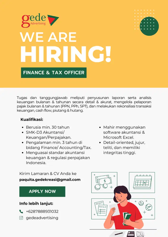 Gede Advertising's Hiring – Finance & Tax Officer