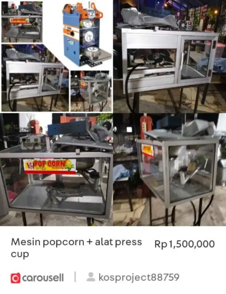 Mesin popcorn dan alat pres