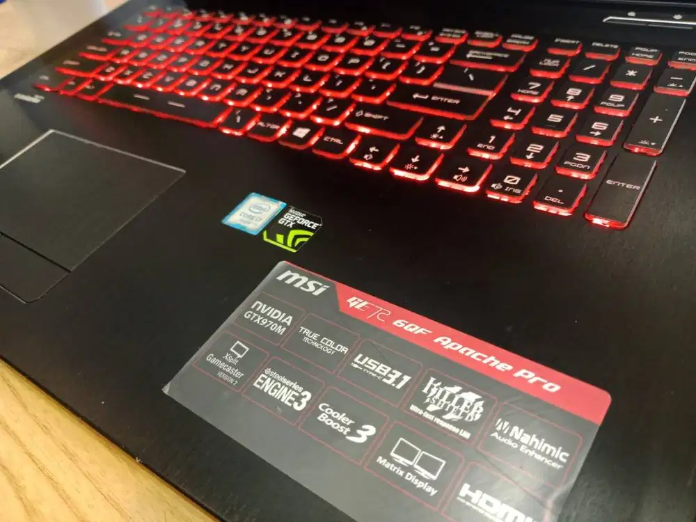 LAPTOP GAMING MSI GE72 6QF APACHE PRO CORE i7 RAM 16GB SSD 128GB