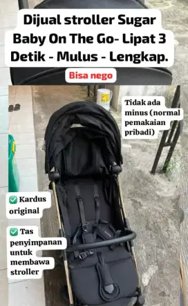 Stroller Sugar Baby On The Go – Lipat 3 Detik - Mulus - Lengkap.