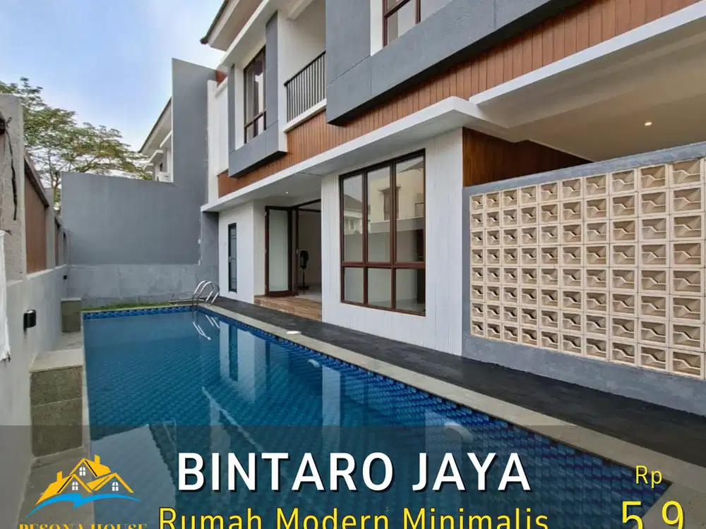 RUMAH MODERN MINIMALIS PRIVATE POOL CLUSTER BINTARO