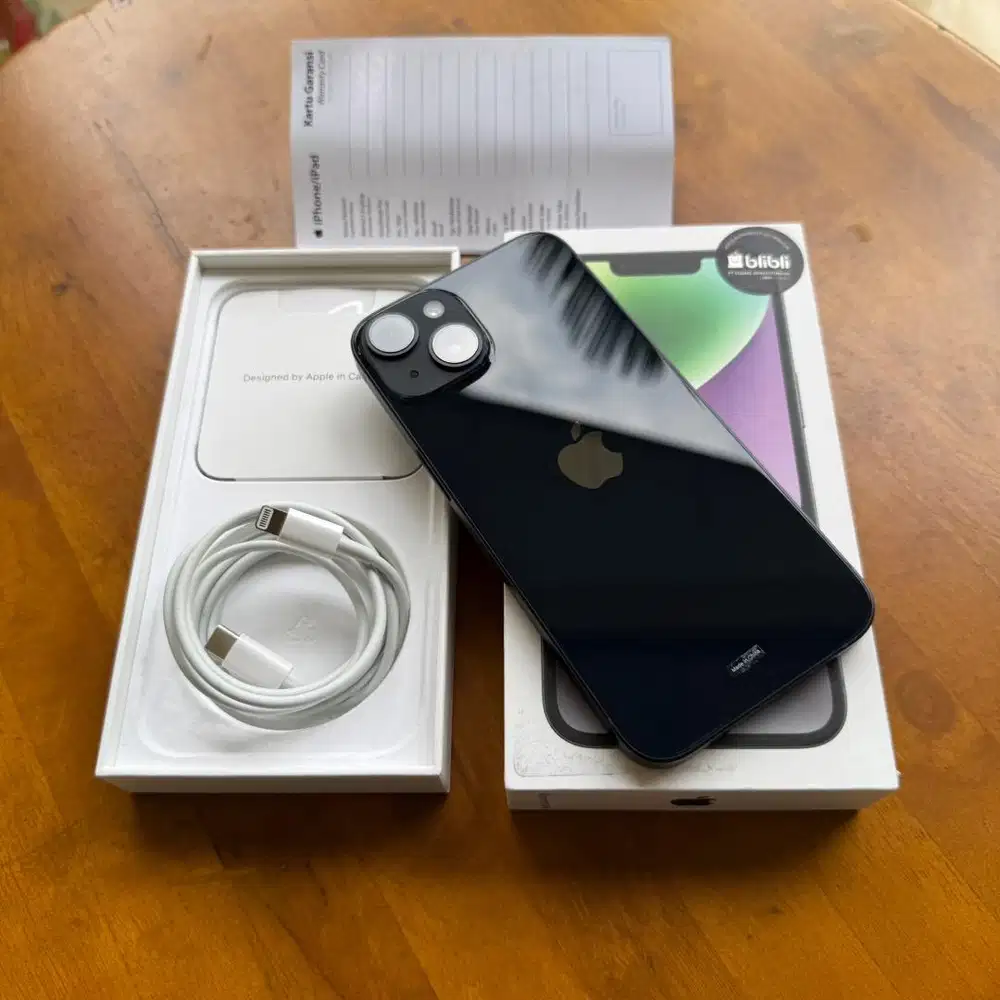 iPhone 14 128GB Midnight Black Fullset Garansi iBox 7 Bulan Lagi