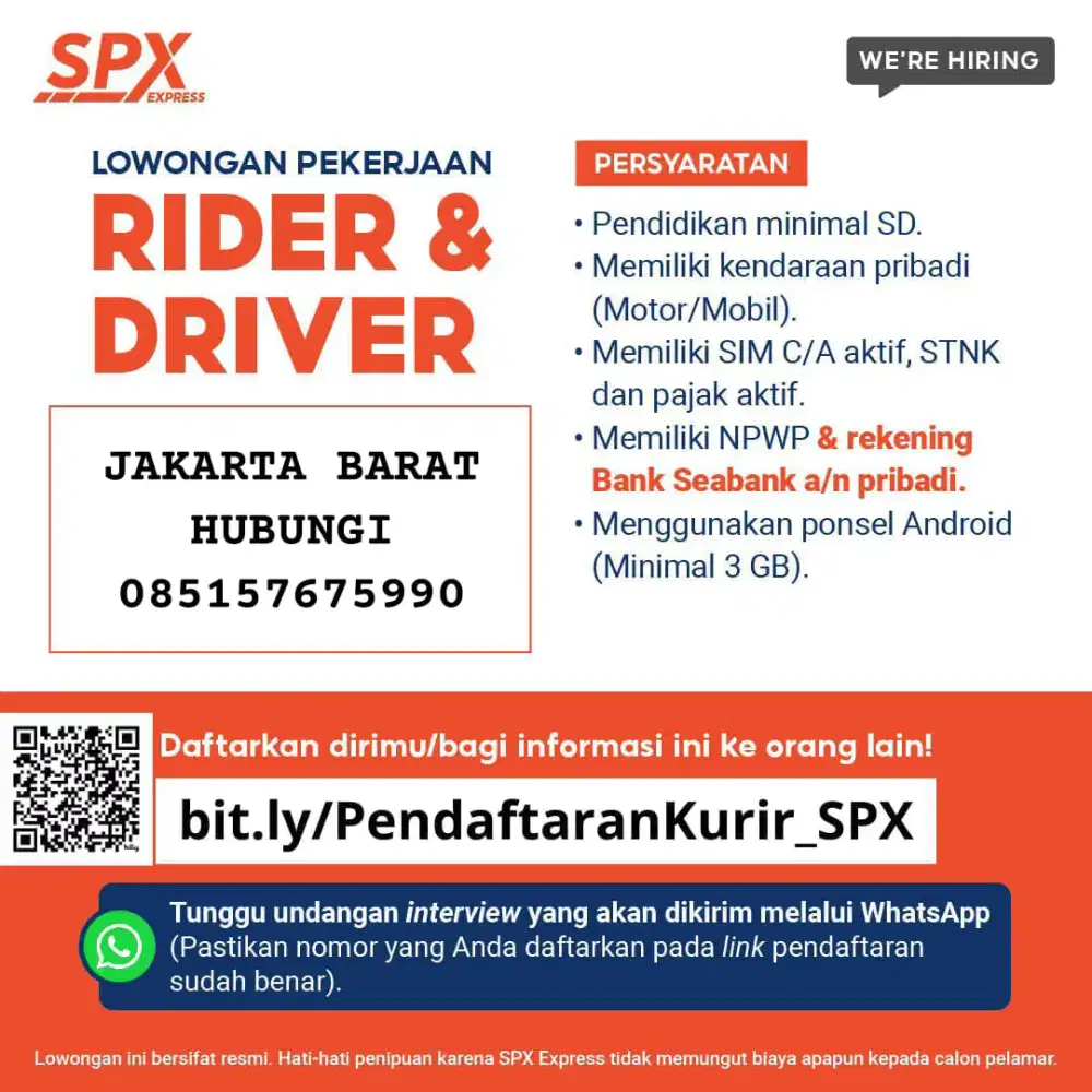 LOWONGAN KURIR MOTOR SPX EXPRESS