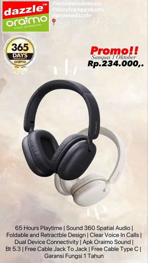 Headphone Bass ENC Oraimo OHP-317