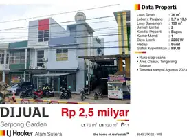 Ruko hadap jalan Serpong garden, cisauk. dekat aeon mall bsd