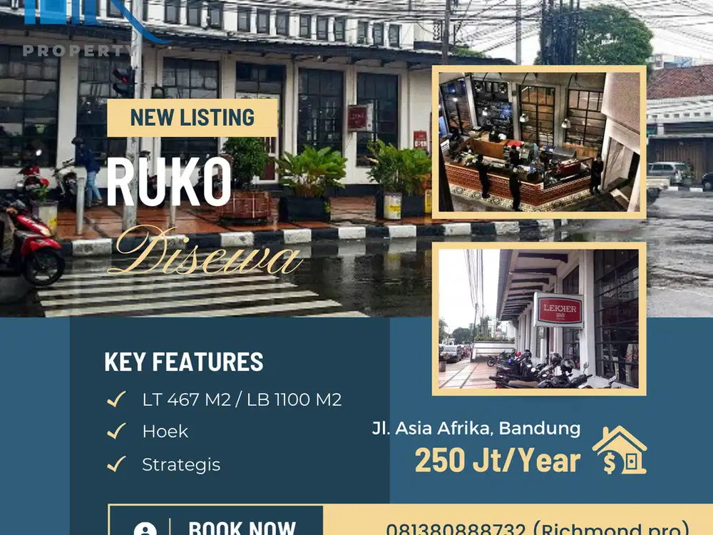 TURUN HARGA  Ruko Asia Afrika Bandung 420 M2 bawah pasaran 40%
