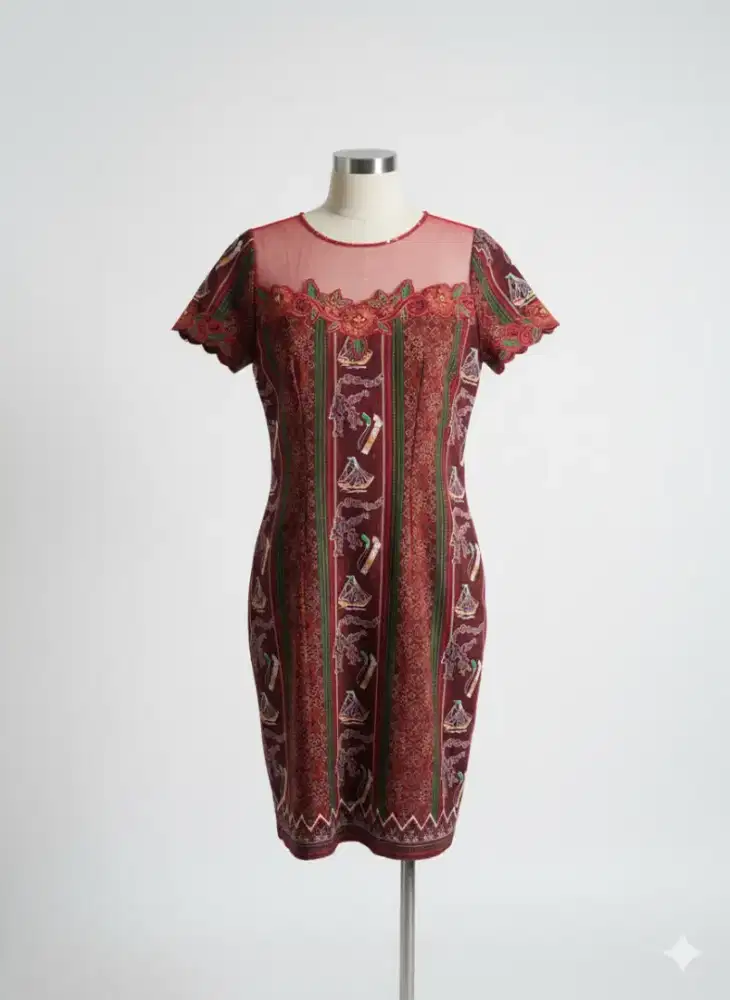 Batik Dress Maroon
