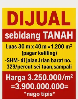 Dijual sebidang tanah