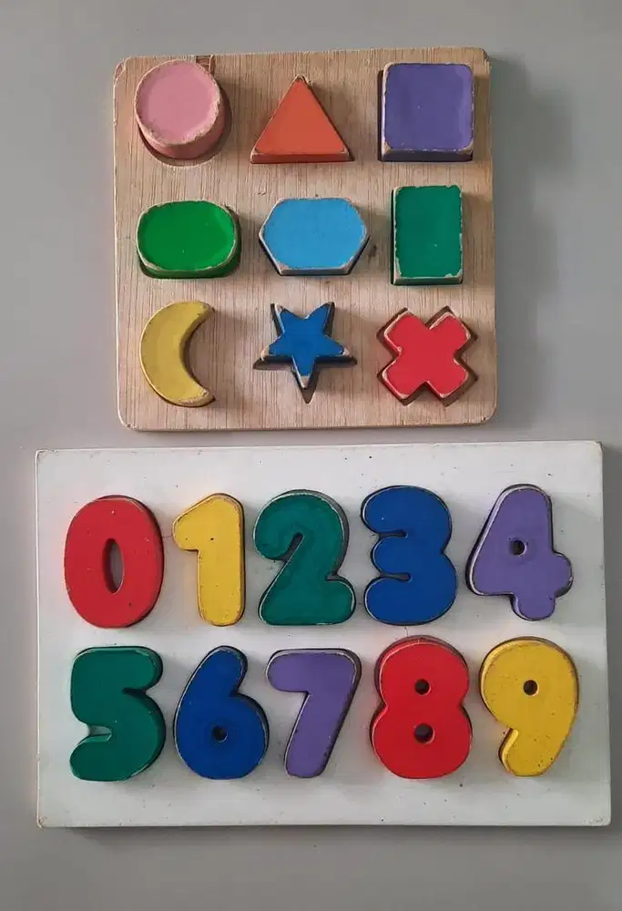 Mainan anak Puzzle 3D angka dan bentuk second