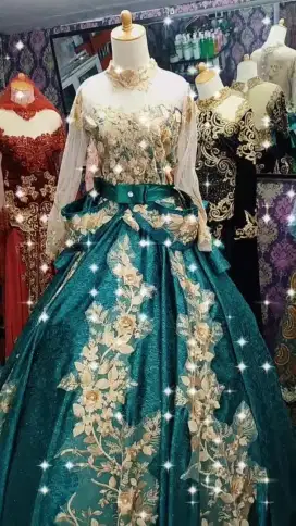 Gaun Pengantin ijo botol