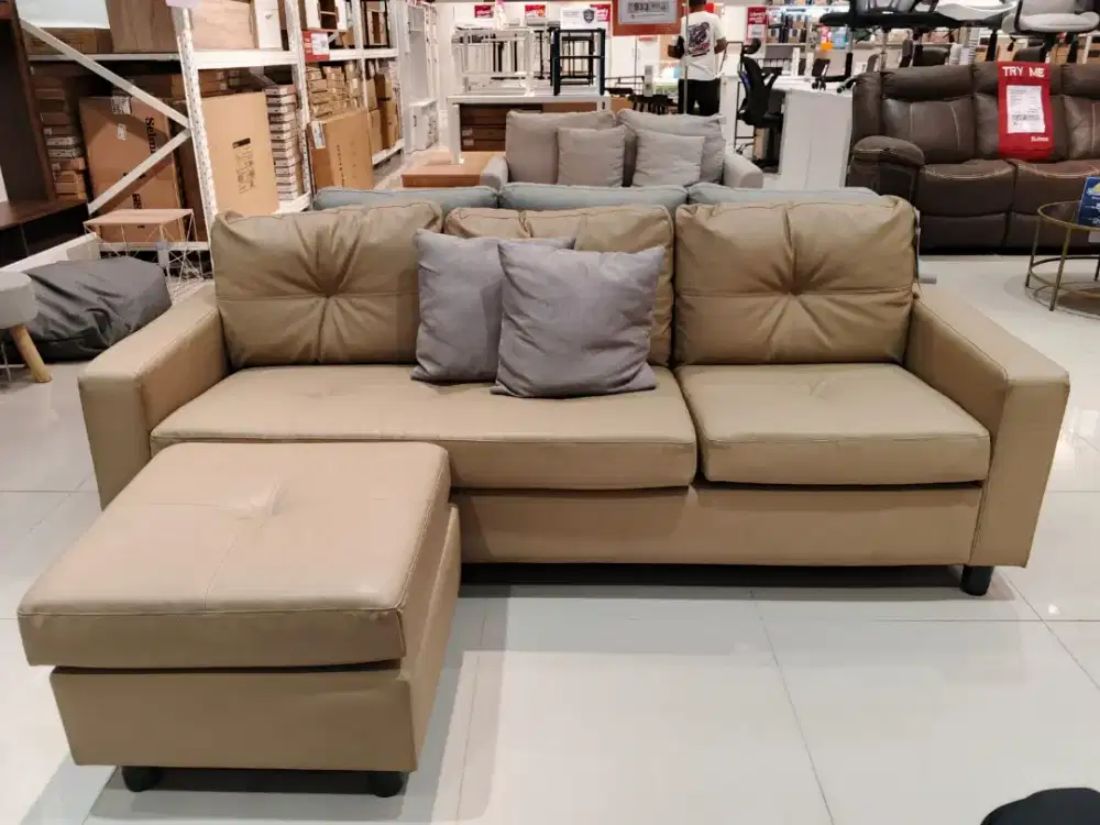Tasyi Sofa Sectional kulit cokelat