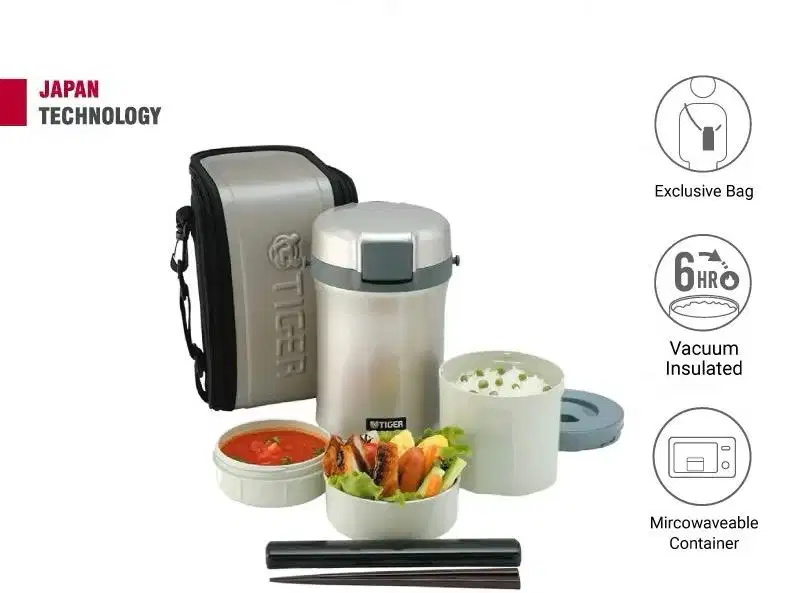 Tiger LWU-B170 SE Lunch Box Jar Tempat Makan 3 susun warna Silver
