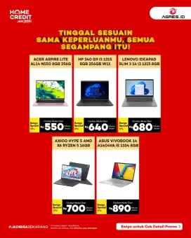 PROMO CICILAN LAPTO BUNGA 0% FREE 1 KALK