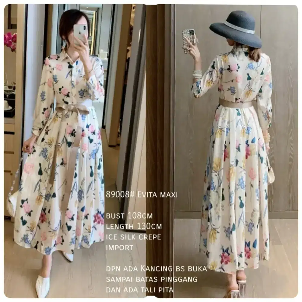Maxi Dress Evita Import 89007 - Dress Panjang Bunga Elegan
