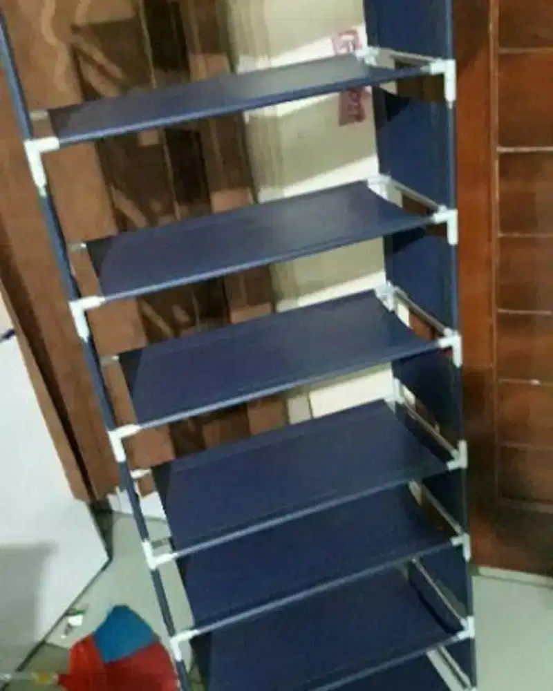 Lemari portable sepatu sandal rangka besi