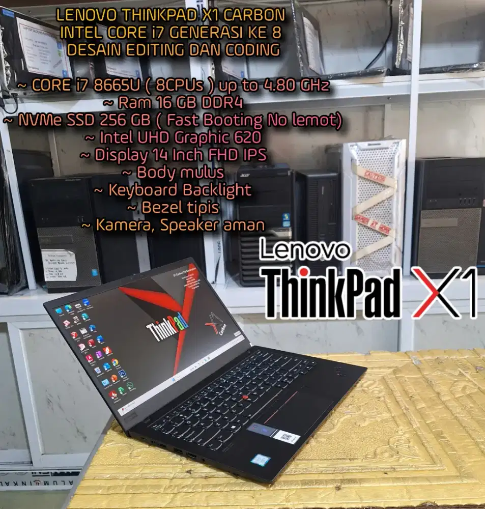 LENOVO THINKPAD LAPTOP KELAS SUPER PREMIUM X1 CARBON INTEL CORE i7 8TH