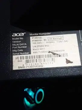 Monitor merk Acer  p116HQL 16 in