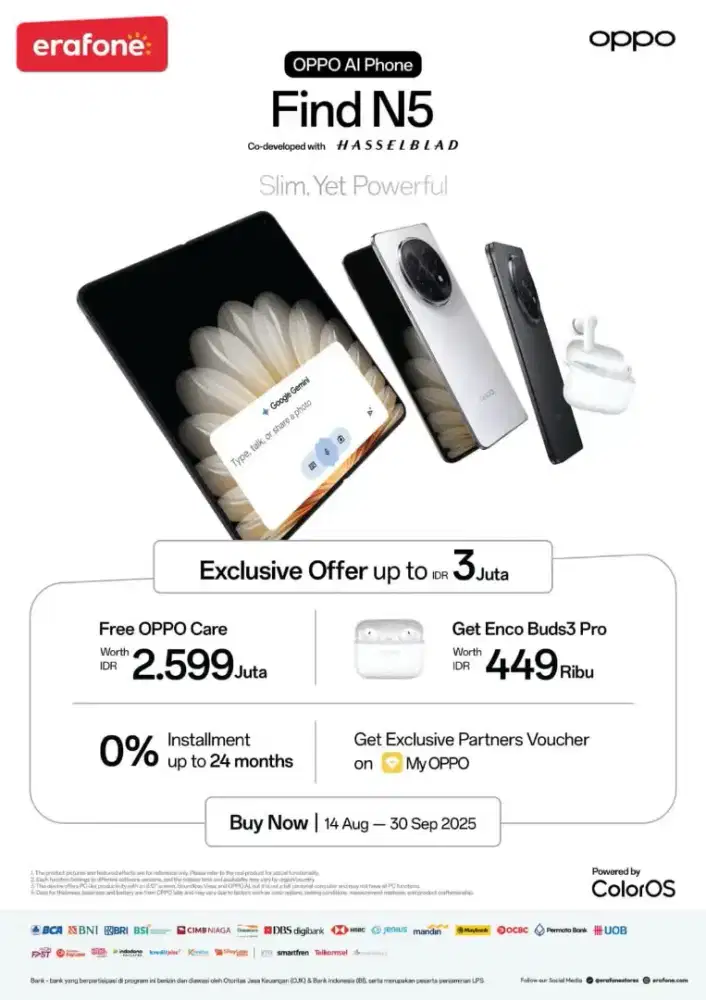OPPO FIND N5 SEGAMPANG ITU CICILAN DI HOMECREDIT BEBAS 1X CICILAN