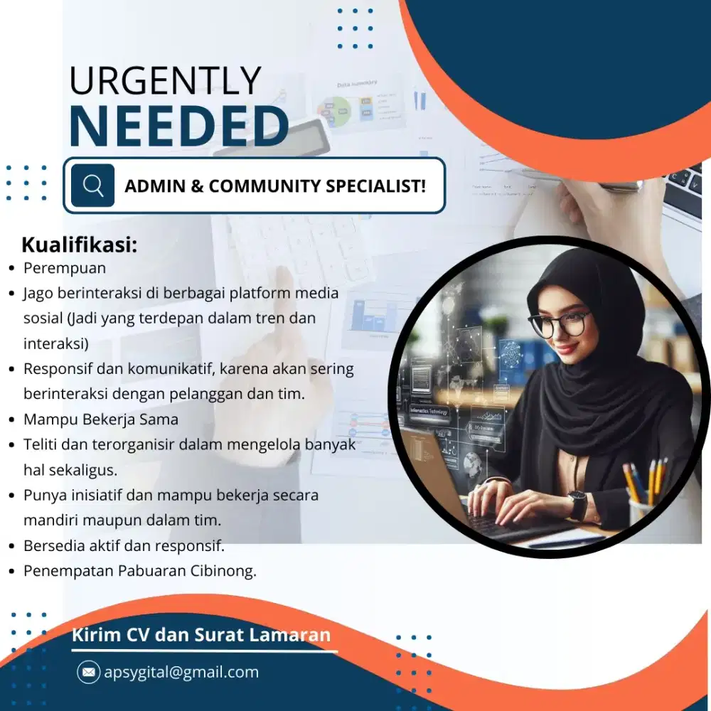 Lowongan pekerjaan. Dibutuhkan Admin segera!!