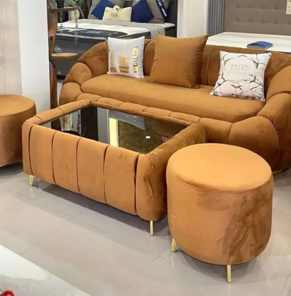 Sofa Donat 2stol Meja kaki besi