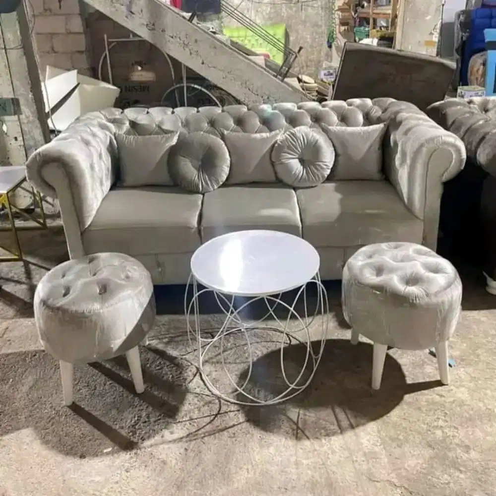 Sofa turki 3seater 2stool meja industrial