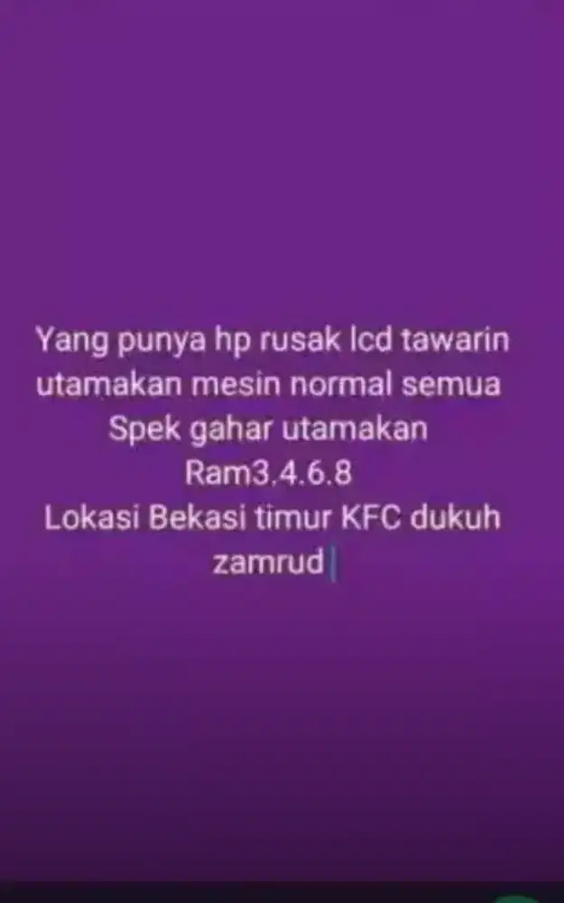 Tawarin hape rusak lcd nya