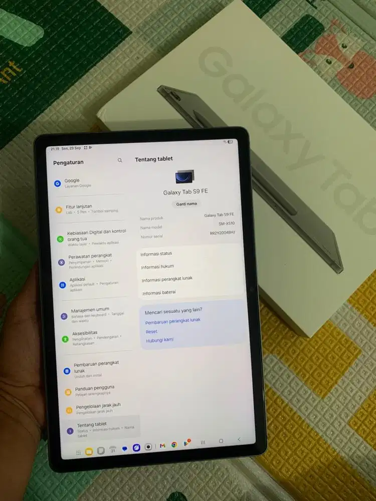 Samsung tab s9 fe ram 6/128 fullset