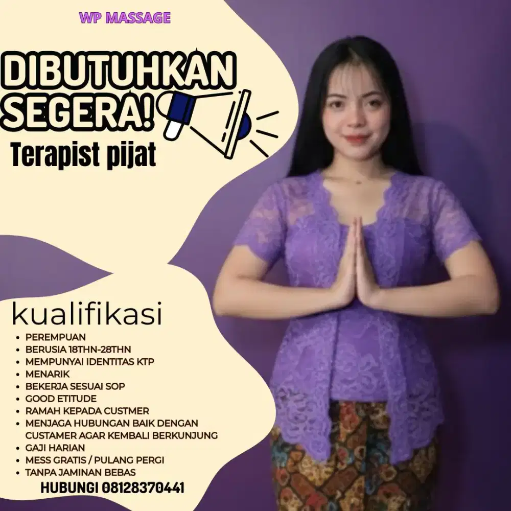 Dibutuhkan Segera Terapish Wanita Pengalaman/Non Pengalaman