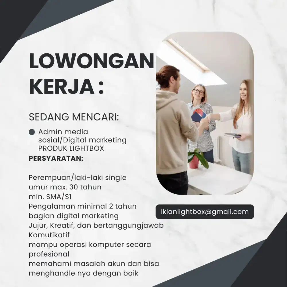 Loker admin digital marketing/marketplace
