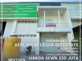 Disewakan Gudang Berlian 88 Legok 9x18 Biz Estate Jl. Diklat Pemda