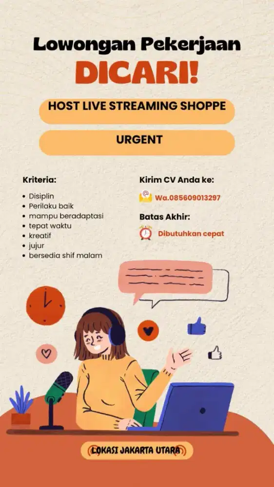 DI BUTUHKAN CEPAT HOST LIVE